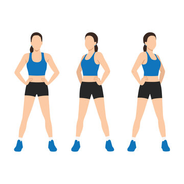 Standing Warm Up Torso Twists. Flat vector illustration isolated on white background