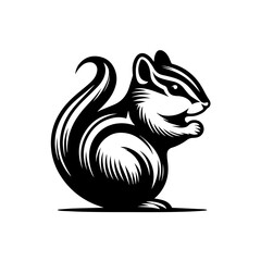 Stylized Black and White Chipmunk Illustration 1.