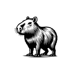Stylized Black and White Capybara Illustration 1.