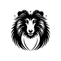 Majestic Collie Dog Silhouette with Star Accents.