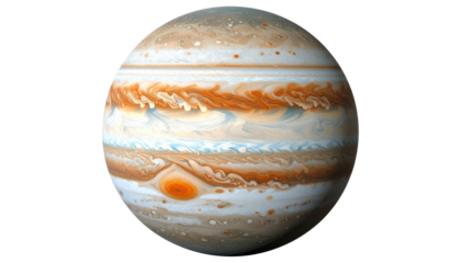 High-Resolution Illustration of Jupiter Planet with Atmospheric Details isolated on solid white background Png