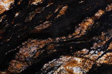 Excellent Black Magma granite texture in natural dark color.