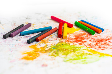 Soft pastels, bright colours. Colored chalk for creativity, drawing and hobbies.