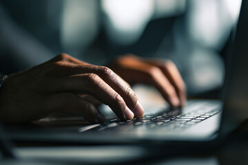 Confident Businessman Typing on Laptop in Bright Modern Office