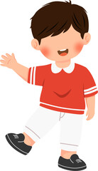 A cute cheerful boy with red white outfit vector illustration 