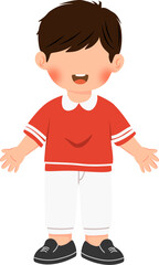 A cute cheerful boy with red white outfit vector illustration 