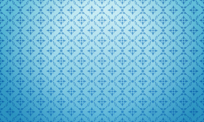 Luxury Thai Floral pattern on blue background vector illustration. Lai Thai blue tone