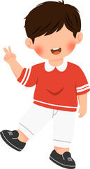 A cute cheerful boy with red white outfit vector illustration 