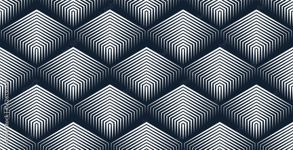 Aufkleber cubes abstract background, seamless pattern with 3d blocks, geometric linear polygon wallpaper, isom