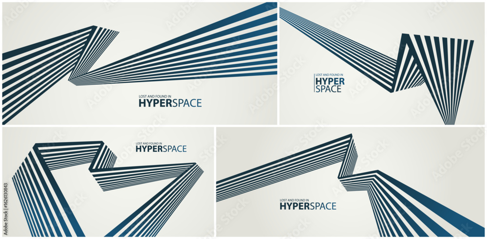 Poster 3d lines in impossible perspective vector minimal abstract background set, force and energy in dynam
