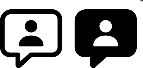 Vector person in chat bubble icon in outline and solid styles for UI and web design, 48px, 10% margin