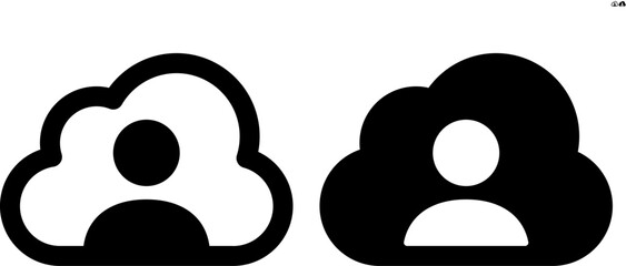 Vector person in cloud icon in outline and solid styles for UI and web design, 48px, 10% margin