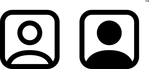 Vector person in square icon in outline and solid styles for UI and web design, 48px, 10% margin