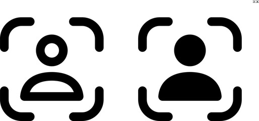 Vector person in viewfinder icon in outline and solid styles for UI and web design, 48px, 10% margin