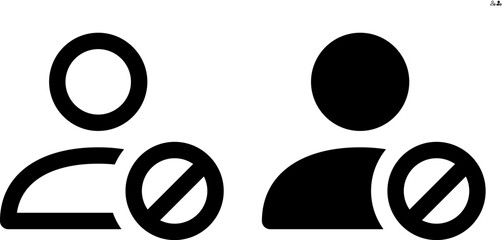 Vector person with block icon in outline and solid styles for UI and web design, 48px, 10% margin