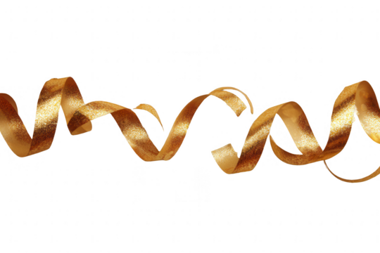 Gold ribbons in a swirling pattern on black