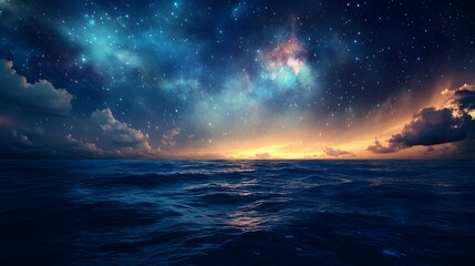 Celestial Ocean: Night Sky Meets the Sea