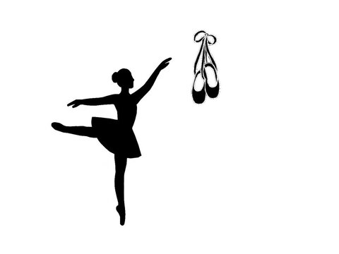 Ballet Dancing Silhouettes. Dance ballet silhouettes. Dancer woman people. Female ballerina recital silhouette. Loopable vector animation of ballerina silhouettes with props. Seamless dance motion.