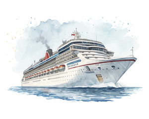 watercolor Cruise Ship vector illustration isolated on white background
