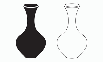 Simple Line Art Vase Illustration in Black and White
