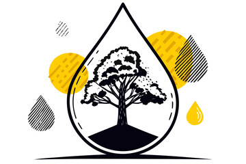 sustainable logo design, eco friendly tree illustration, water drop nature concept, environmental save symbol vector, health and wellness graphic

