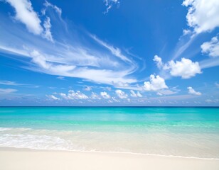 Fototapeta premium Tropical beach scene with vibrant sky