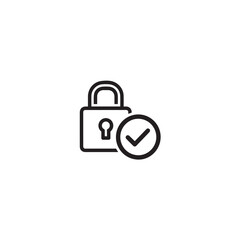 Vector art of closed padlock with a checkmark icon, isolated on white background