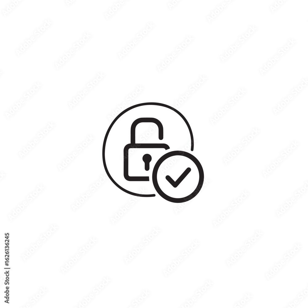 Aufkleber vector art of security lock with checkmark isolated on white background