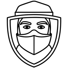 Minimalist Face Guard Symbol Vector