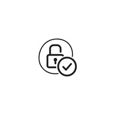 Vector art of security lock with checkmark isolated on white background