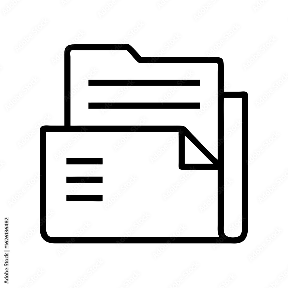 Aufkleber folder icon with documents in minimalist design for e-library icon