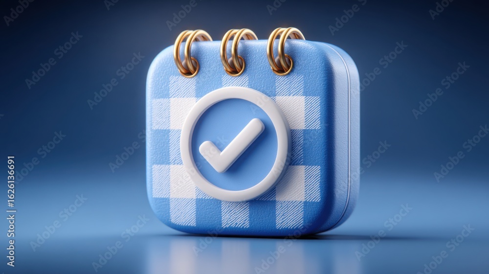 Poster a blue and white check box symbolizing ai-prioritized task scheduling and management for enhanced pr