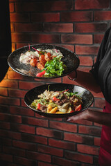 Fresh and delicious salad with dressing