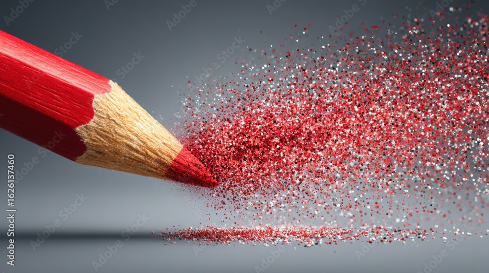 Poster artistic representation of a red pencil with a standard pencil creating a unique creative concept