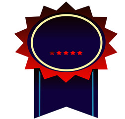 award badge with ribbon and stars on white background