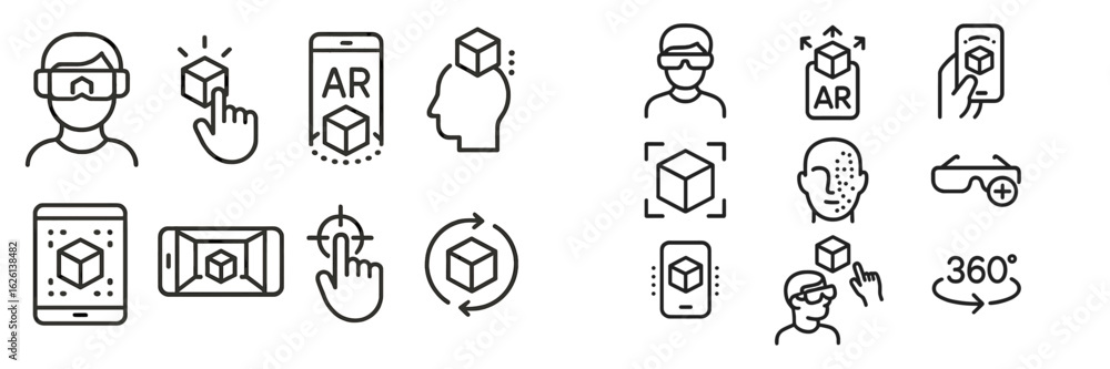 Poster exploration of augmented reality technology through visual icons and symbols depicting various inter