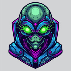 Fototapeta premium alien mascot vector with futuristic armor
