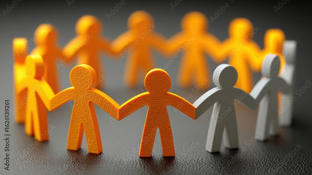 Poster diverse group of people holding hands in unity to emphasize togetherness and shared goals in a colla