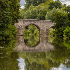 Medieval Bridge over River Medway, at Teston, Kent, UK