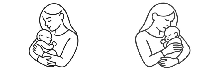 Mother lovingly cradles newborn baby during quiet moment in cozy space