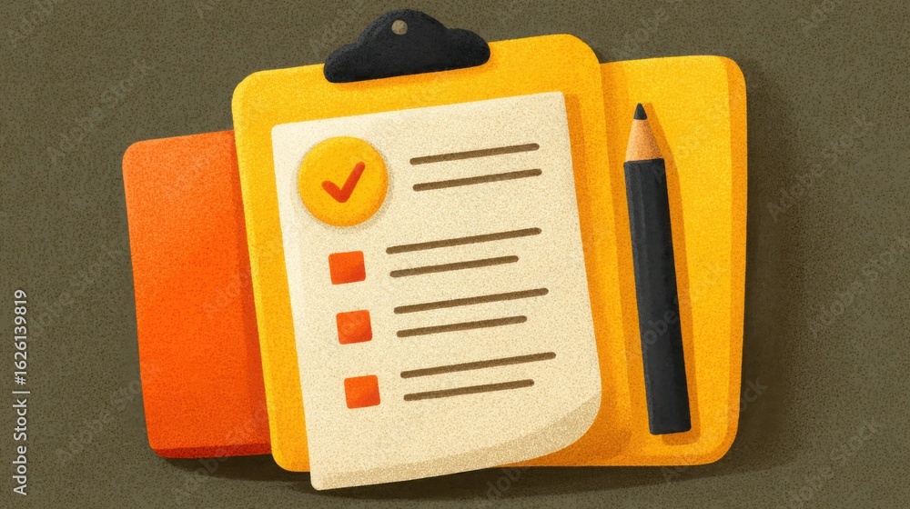 Poster note pad with a pen representing organization and preparation in a professional setting for real-tim