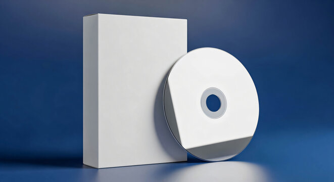 Blank CD/DVD and Packaging Mockup on Blue