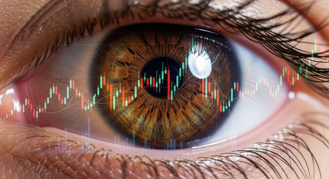 Financial vision concept with stock market chart in an eye