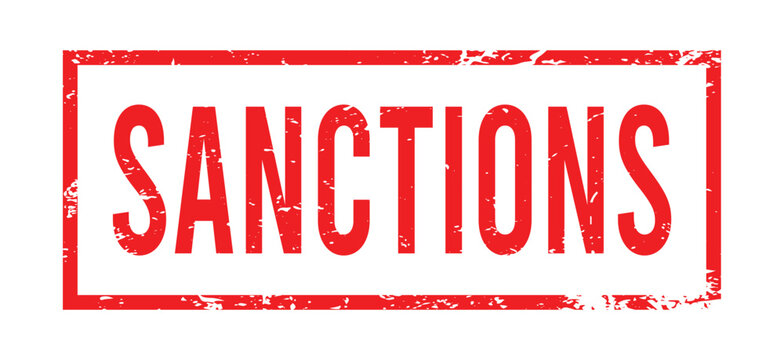 Sanctions Red Rubber Stamp Text with Grunge Frame Border Vector Illustration