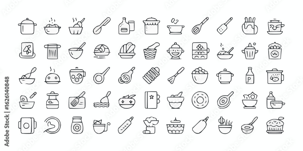Aufkleber elegant and fun set of 50 unique line art graphics for diverse design projects