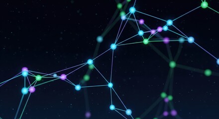 Abstract Digital Network with Glowing Interconnected Nodes
