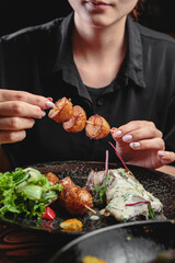 Fresh and delicious salad with dressing