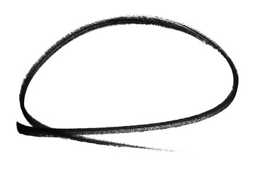 Black pencil highlight circle mark isolated on transparent background