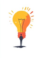 Person with bright idea, innovation concept.
