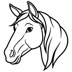 Minimalist Horse Head Line Art Vector